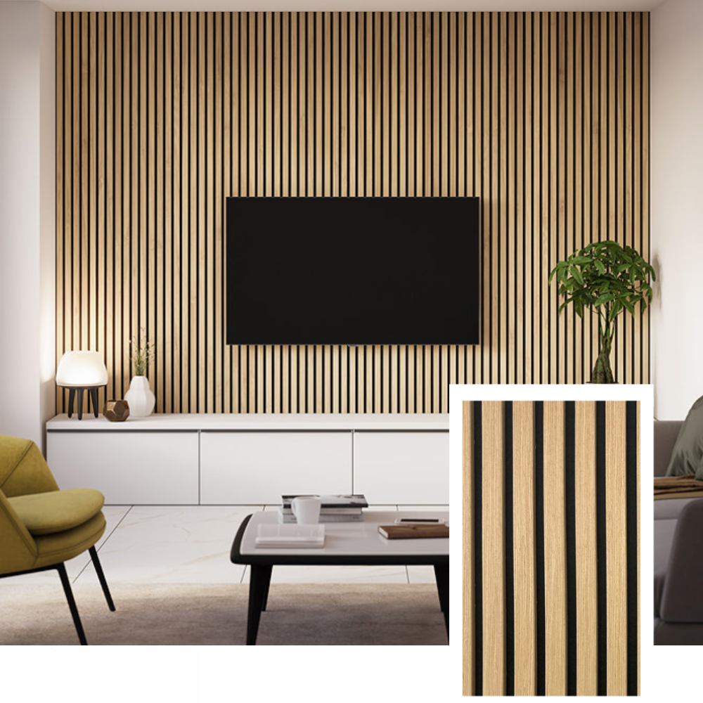 Norelle Acoustic Slat Panel — Walnut (2.7 m × 1.10 m)